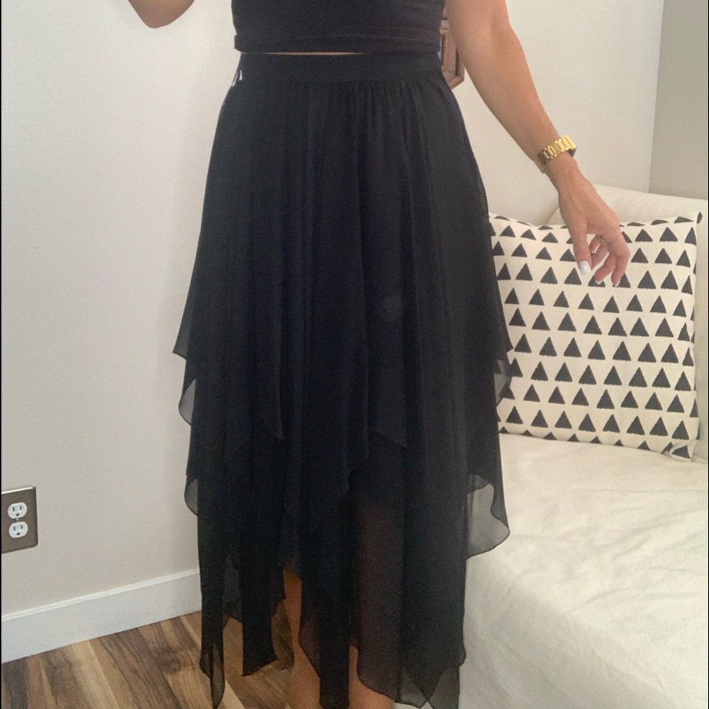 Oleg Cassini Silk Tiered Skirt - Picture 3 of 6